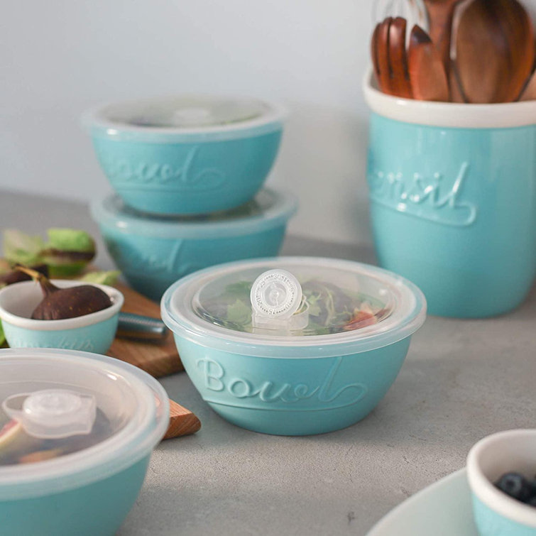 wisdomfurnitureco Ceramic Bowls With Lids, Covered Food Storage Bowls
